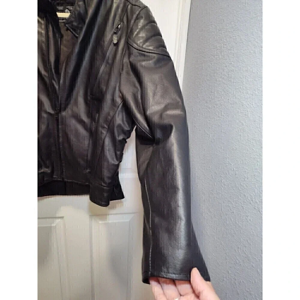 MOB Classic Series Black Leather Motorcycle Jacket Size 48 with removable lining